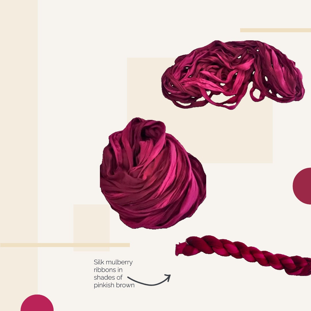 Sari silk ribbon, silk ribbon yarn. Mixed pink shades. – Yarn Yarn