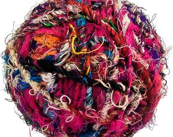Recycled Sari Silk Bulky Yarn: Multicolor Eco-Friendly Knitting & Craft Supplies