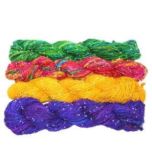 Recycled Sari Silk Beads Yarn: Eco-Friendly Knitting & Weaving Material image 9