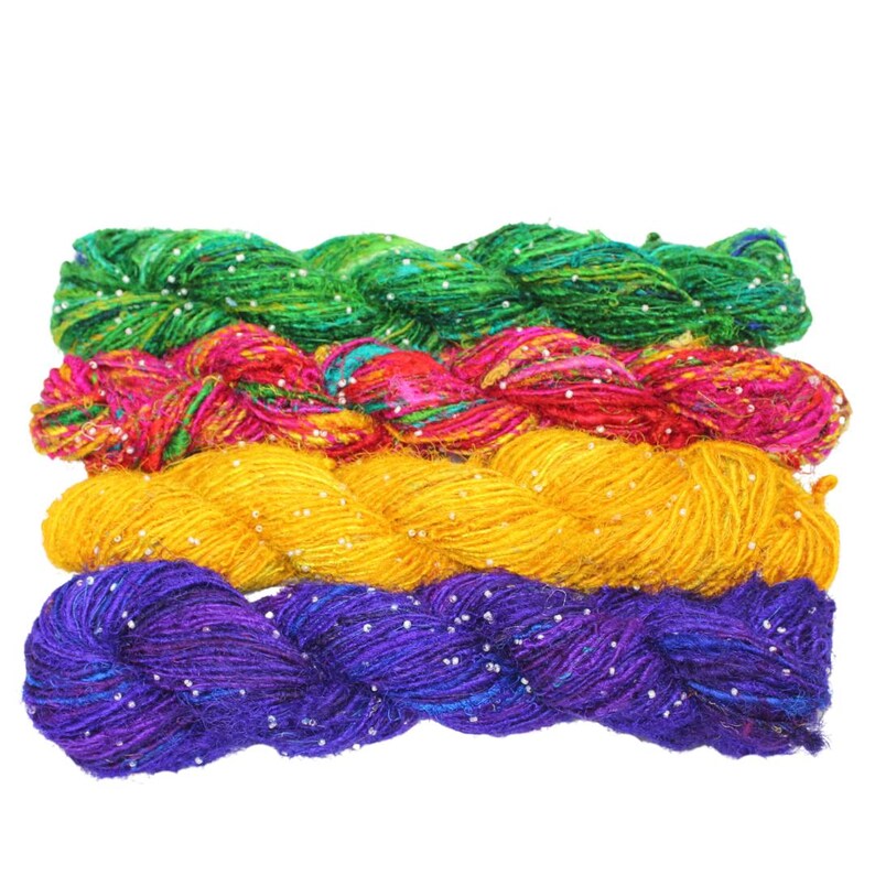 Recycled Sari Silk Beads Yarn: Eco-Friendly Knitting & Weaving Material image 9