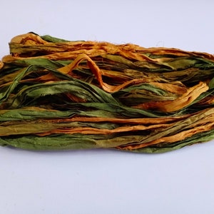 Sari Silk Ribbon Yarn - Super Bulky Vintage Recycled Silk | 30+ Yards For Knitting & Crochet