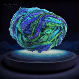 Sari Silk Ribbon super bulky yarn for crafts, weaving, rug making, tapestry, crochet, knitting( Tye and Dye SSR07 )