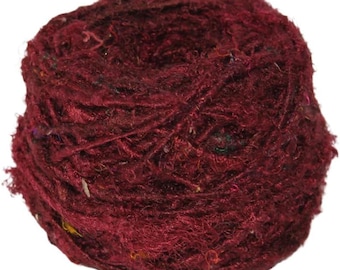 Recycled Sari Silk Yarn: Blue Fiber for Knitting, Crochet