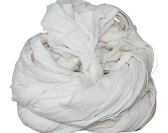 Ruban de coton Khadi filé à la main : tissage mat naturel, 22 yards
