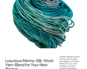 Merino Silk Wool in shades of Green Blend yarn | sport-dk weight Variegated & Tonal Yarn | hand-dyed Sustainable and eco-friendly