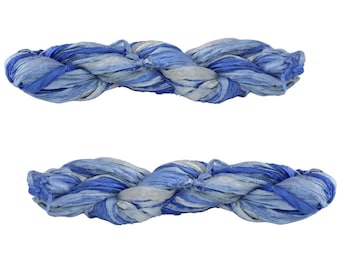 Blau Ombre Recycled Sari Seidenband: 25+ Yards, Schmuckherstellung