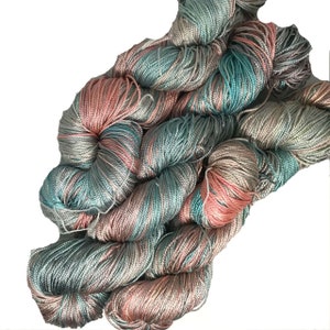 Pure Mulberry Silk yarn 3 ply - 260 yards - 50 Gms - knitting, crochet, tatting, jewellery making, sock yarn, DK ,Fair Trade Tulips(MLT)