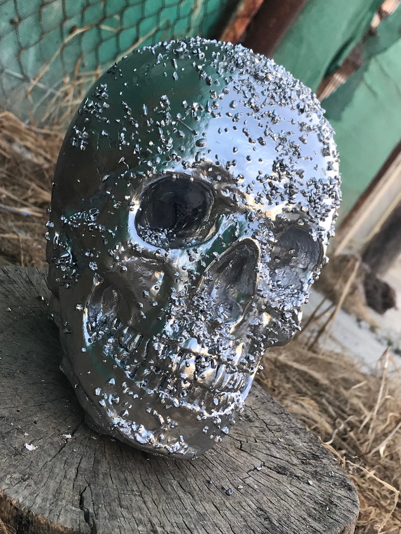 Silver Human Head Skull Handmade 1:1 Replica Decoration,home decor,Halloween decor,tattoo shop decor,unique gift,gothic decoration