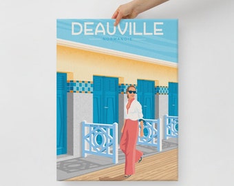 Deauville Beach France Canvas, Travel Poster, Coastal Wall Art, Large Canvas, Ready to hang art, Canvas Wall Art, Landscape Wall Art, Gift