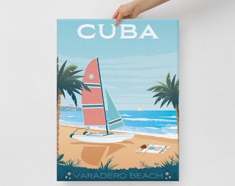 Havana Cuba Beach Canvas, Travel Poster, Coastal Wall Art, Large Canvas, Ready to hang art, Canvas Wall Art, Landscape Wall Art, Gift