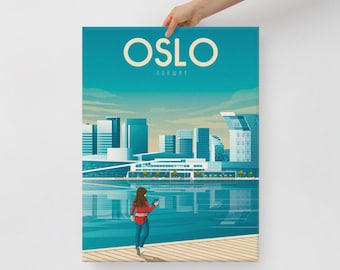 Oslo Norway Canvas, Travel Poster, Europe Wall Art, Large Canvas, Ready to hang art, Canvas Wall Art, Landscape Wall Art, Gift