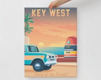 Key West Florida Canvas, Travel Poster, United States Wall Art, Large Canvas, Ready to hang art, Canvas Wall Art, Landscape Wall Art, Gift