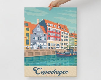 Copenhagen Denmark Canvas, Travel Poster, Europe Wall Art, Large Canvas, Ready to hang art, Canvas Wall Art, Landscape Wall Art, Gift