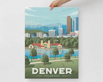 Denver Colorado Canvas, Travel Poster, United States Wall Art, Large Canvas, Ready to hang art, Canvas Wall Art, Landscape Wall Art, Gift