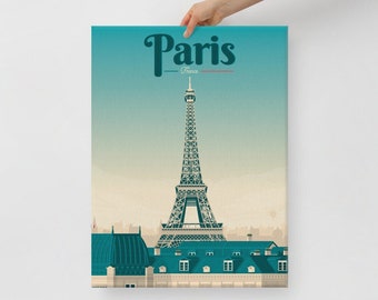 Paris Eiffel Tower Canvas, Travel Poster, France Europe Wall Art, Large Canvas, Ready to hang art, Canvas Wall Art, Landscape Wall Art, Gift