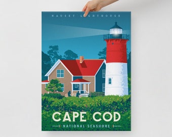 Cape Cod Nauset Lighthouse Canvas, Travel Poster, Coastal Wall Art, Large Canvas, Ready to hang art, Canvas Wall Art, Landscape Wall Art