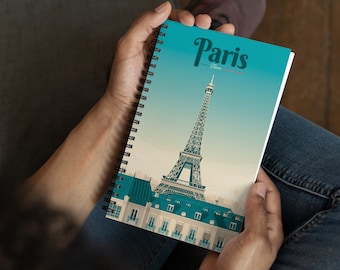 Paris Eiffel Tower France Travel Journal Notebook, Spiral Notebook, Travelers notebook, bullet journal, notepad, stationary, Gift