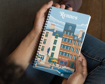 Rennes France Travel Journal Notebook, Spiral Notebook, Travelers notebook, bullet journal, notepad, stationary, Housewarming Gift