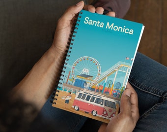Santa Monica California Travel Journal Notebook, Spiral Notebook, Travelers notebook, bullet journal, notepad, stationary, Gift