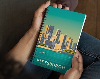 Pittsburgh Pennsylvania United States Travel Journal Notebook, Spiral Notebook, Travelers notebook, bullet journal, notepad, stationary Gift