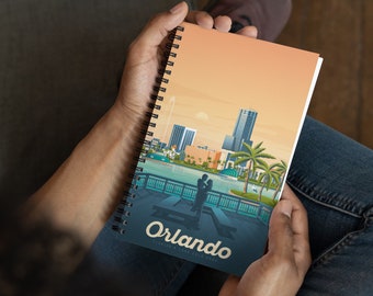 Orlando Florida Travel Journal Notebook, Spiral Notebook, Travelers notebook, bullet journal, Notepad, stationary, Housewarming Gift