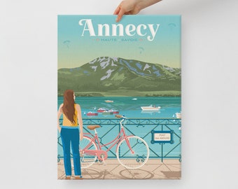 Annecy Savoie France Canvas, Travel Poster, Mountain Wall Art, Large Canvas, Ready to hang art, Canvas Wall Art, Landscape Wall Art, Gift