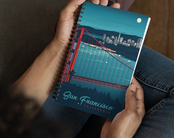 San Francisco California Travel Journal Notebook, Spiral Notebook, Travelers notebook, bullet journal, notepad, stationary, Gift