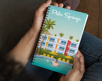 Palm Springs California Saguaro Hotel Travel Journal Notebook, Spiral Notebook, Travelers notebook, bullet journal, notepad, Gift