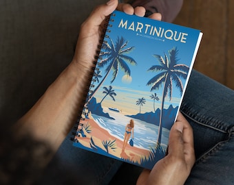Martinique France Travel Journal Notebook, Spiral Notebook, Travelers notebook, bullet journal, Notepad, stationary, Housewarming Gift