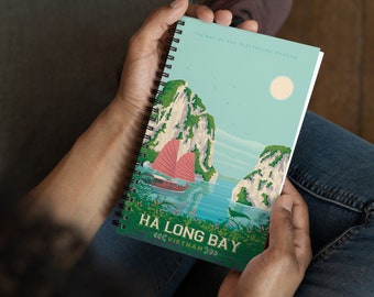 Ha Long Bay Vietnam Travel Journal Notebook, Spiral Notebook, Travelers notebook, bullet journal, notepad, stationary, Housewarming Gift