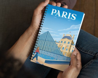 Paris France Travel Journal Notebook, Spiral Notebook, Travelers notebook, bullet journal, Notepad, stationary, Housewarming Gift