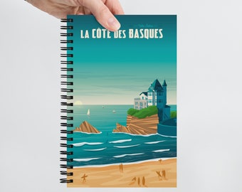 Biarritz France Travel Journal Notebook, Spiral Notebook, Travelers notebook, bullet journal, notepad, stationary, Housewarming Gift