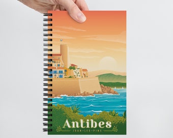 Antibes France Travel Journal Notebook, Spiral Notebook, Travelers notebook, bullet journal, Notepad, stationary, Housewarming Gift