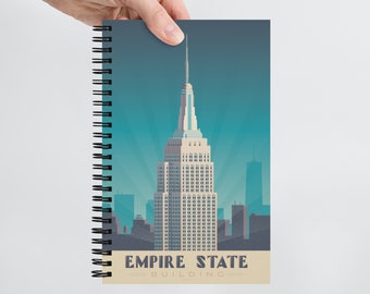 New York Empire State Building Travel Journal Notebook, Spiral Notebook, Travelers notebook, bullet journal, notepad, stationary, Gift