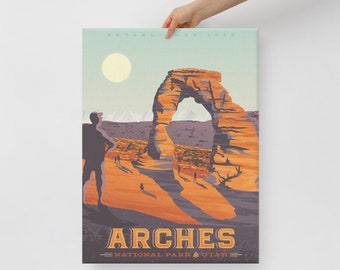 Arches National Park Canvas, Travel Poster, Desert Wall Art, Large Canvas, Ready to hang art, Canvas Wall Art, Landscape Wall Art, Gift