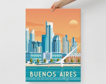 Buenos Aires Argentina Canvas, Travel Poster, America Wall Art, Large Canvas, Ready to hang art, Canvas Wall Art, Landscape Wall Art, Gift