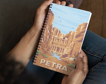 Petra Jordania Travel Journal Notebook, Spiral Notebook, Travelers notebook, bullet journal, Notepad, stationary, Housewarming Gift