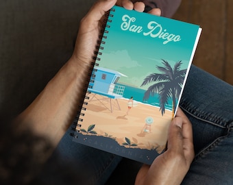 San Diego California Travel Journal Notebook, Spiral Notebook, Travelers notebook, bullet journal, notepad, stationary, Housewarming Gift