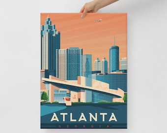 Atlanta Georgia Canvas, Travel Poster, United States Wall Art, Large Canvas, Ready to hang art, Canvas Wall Art, Landscape Wall Art, Gift