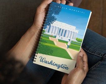 Washington DC Travel Journal Notebook, Spiral Notebook, Travelers notebook, bullet journal, Notepad, stationary, Housewarming Gift