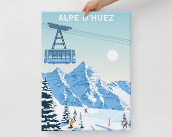 Alpe d'huez Ski France Canvas, Travel Poster, Mountain Wall Art, Large Canvas, Ready to hang art, Canvas Wall Art, Landscape Wall Art, Gift