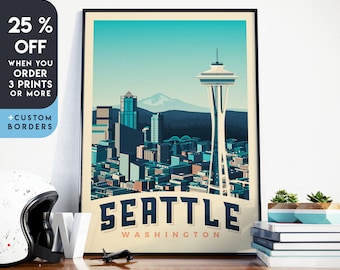 - Navy Blue//Yellow State 24x36 Giclee Gallery Print, Wall Decor Travel Poster Greetings from Washington