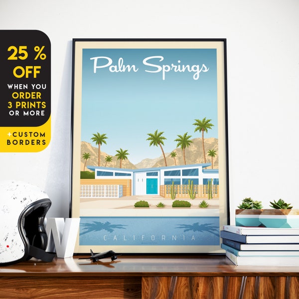 Palm Springs Print, California Print, City Skyline, United States Print, Travel Gift, Travel Poster, USA Print, Housewarming, Birthday Gift