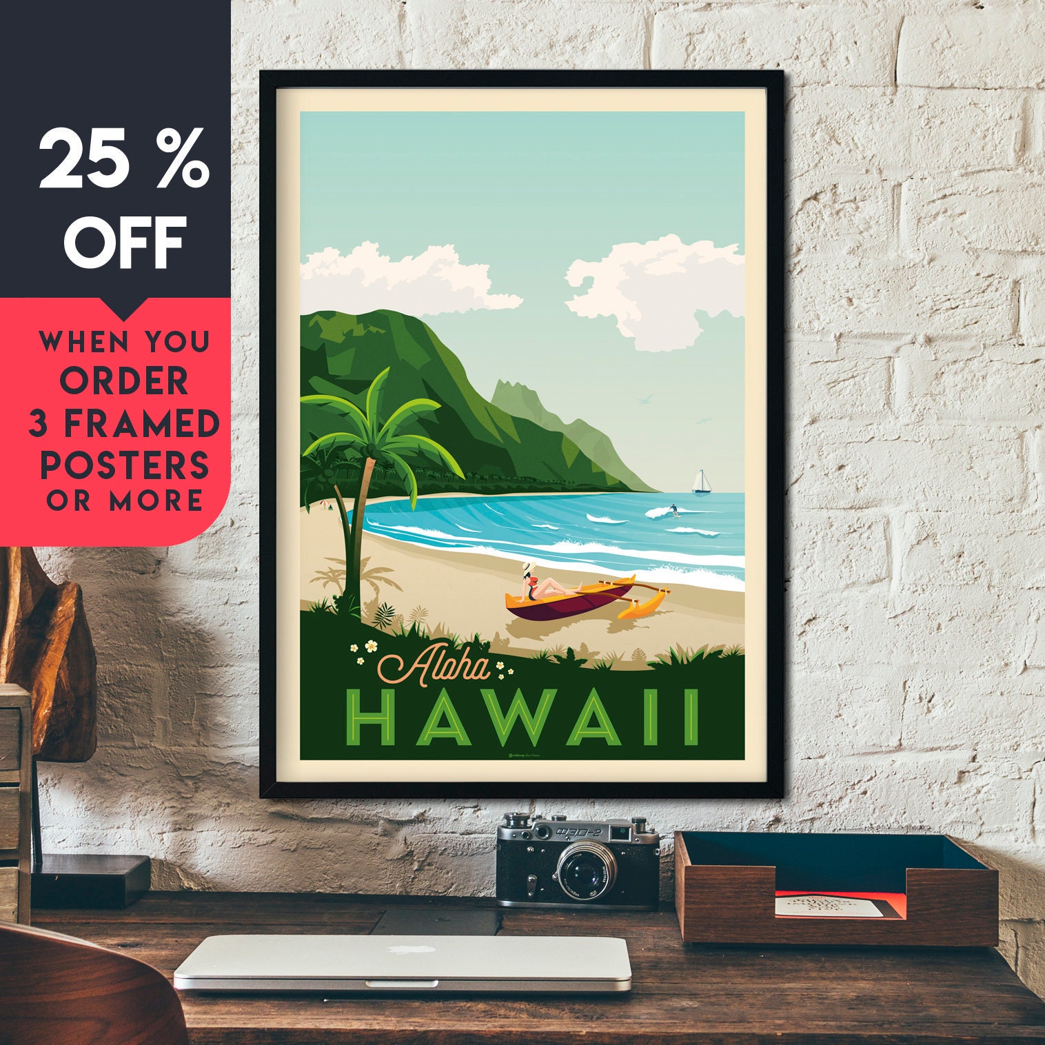 Hawaii Island Polynesia Travel Poster Surf Vintage - Hawaii Islands Wall Art Hawaii Island Polynesia Travel Poster Surf Vintage - Hawaii Islands Wall Art