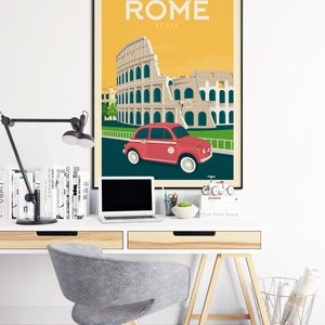 Rome Art Print, Italy Art Print, Roma Print, Italy Poster, The Colosseum Print, Travel Gift, Travel Poster, Europe Print, Housewarming image 3