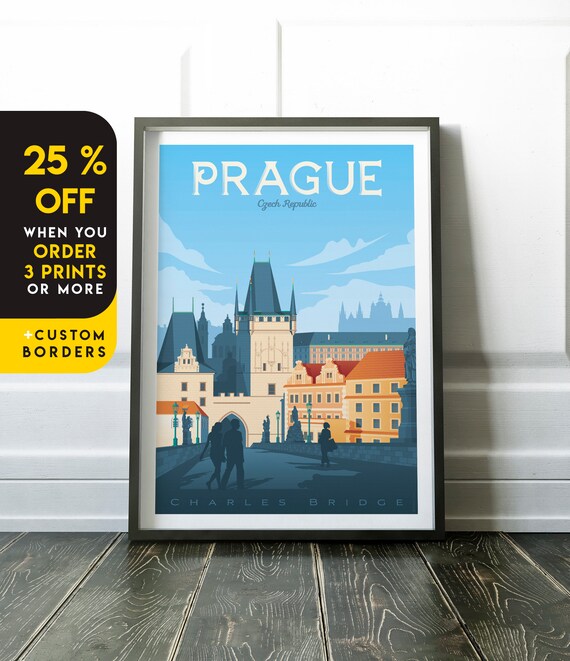 4 sizes, matte+glossy avail Vintage Travel Poster Prague 4 sizes, matte+glossy avail Vintage Travel Poster Prague