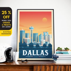 Dallas Print, Texas Print, Landscape, City Skyline, United States Print, Travel Gift, Travel Poster, USA Print, Housewarming, Birthday Gift