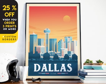 Dallas Print, Texas Print, Landscape, City Skyline, United States Print, Travel Gift, Travel Poster, USA Print, Housewarming, Birthday Gift