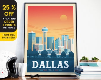 Dallas Print, Texas Wall Art, Dallas, Dallas Poster, Texas Art, city skyline, USA Wall Art, USA Prints, USA Decor, Adventure Travel Gift
