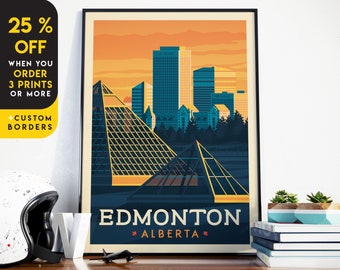 Edmonton Alberta Print, Muttart Conservatory, Skyline, Canada Print, Travel Gift, Travel Poster, USA Print, Housewarming, Birthday Gift